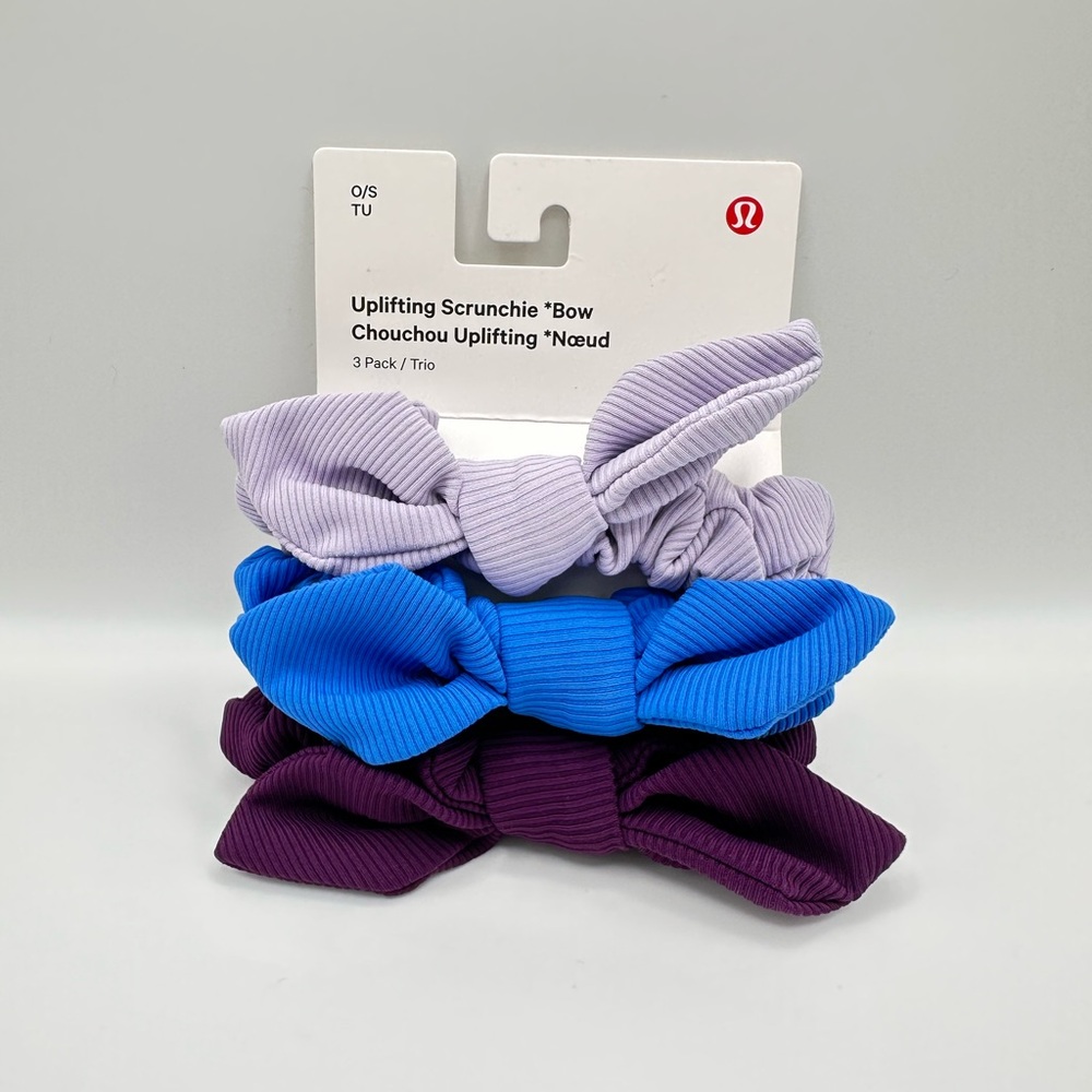 Lululemon Uplifting Bow Scrunchies (Lilac, Blue, Magenta)